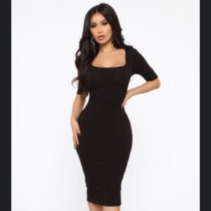 Fashion Nova A Little Bossy Midi Dress - Black Medium